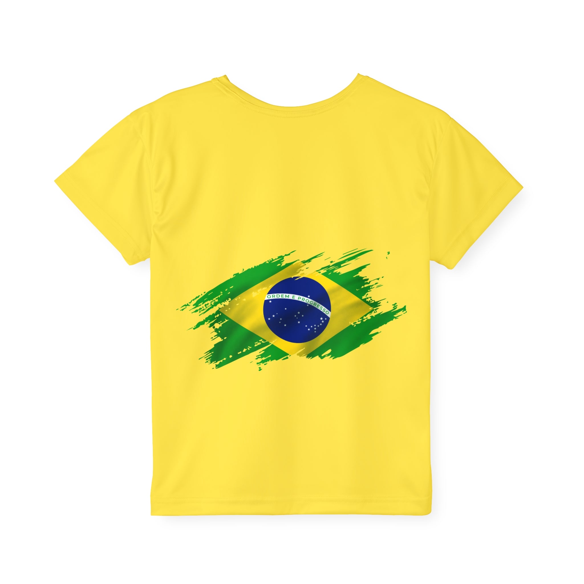 Brazil Kids Soccer Jersey – Yellow AOP Shirt with Flag and Crest