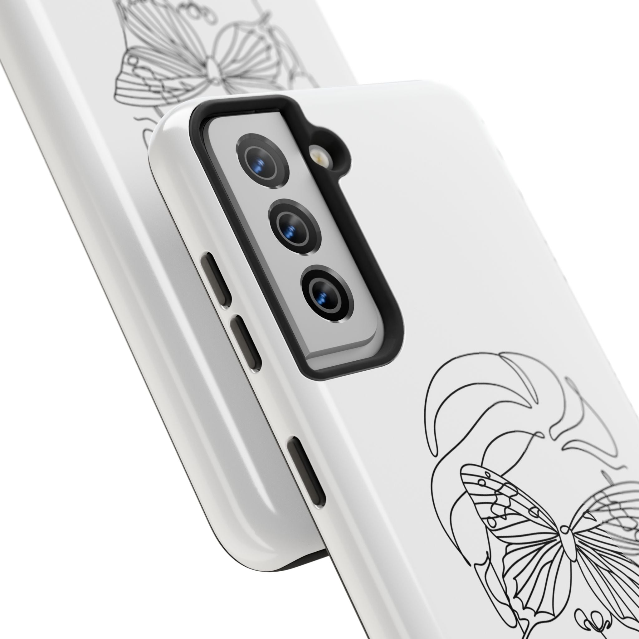 Butterfly Line Art Tough Phone Case — Minimalist Woman Face Design