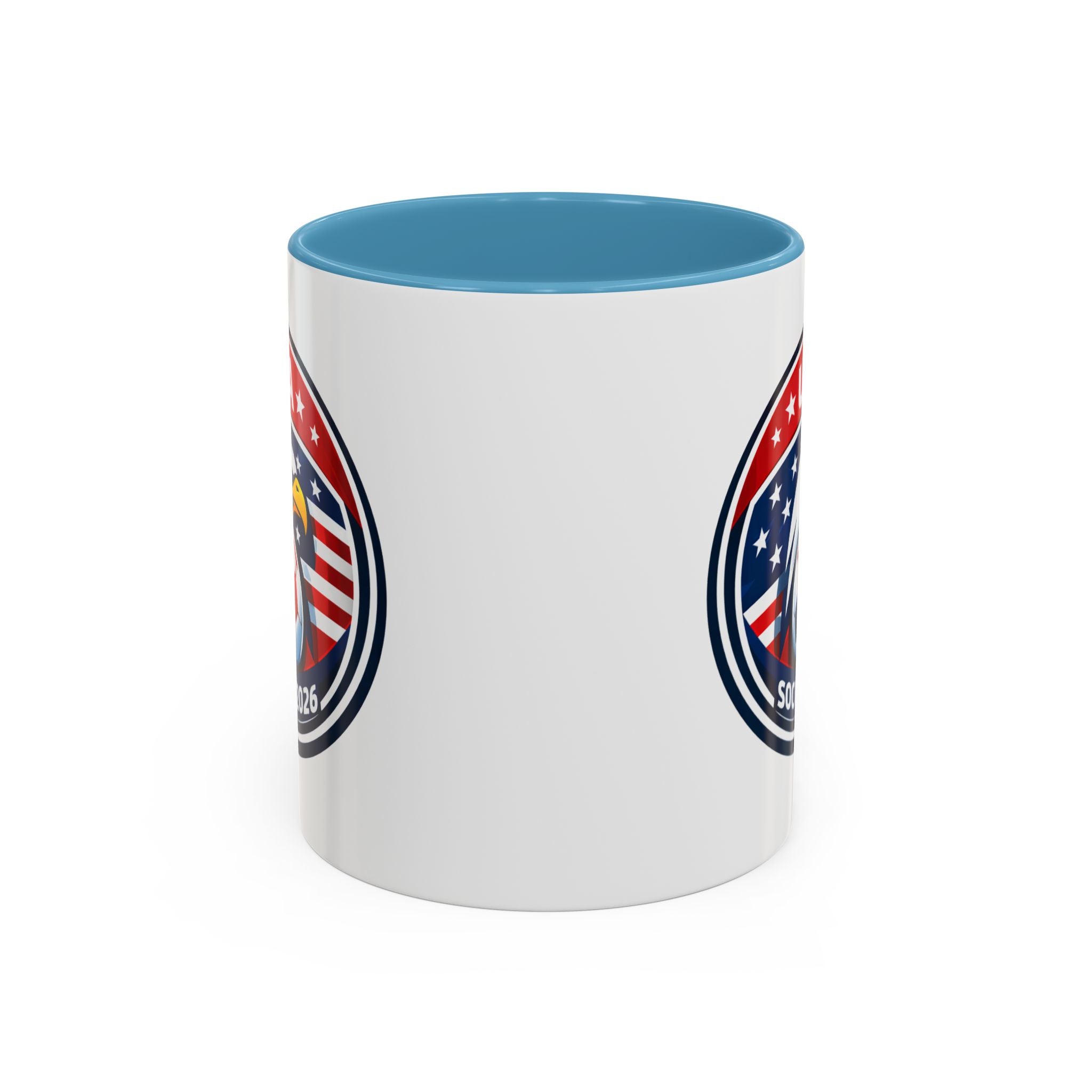 USA Soccer 2026 Accent Coffee Mug — Eagle & Flag Soccer Team Fan Gift (11/15oz)