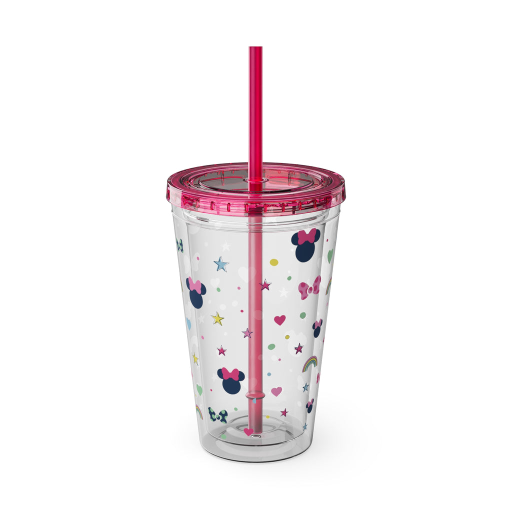 16oz Cute Mouse Icons Tumbler with Straw — Rainbows, Hearts & Stars Travel Cup
