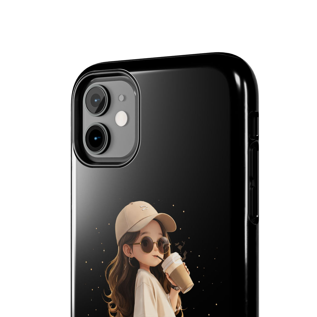 Phone Case — 'Running on Coffee' Cute Coffee Girl Protective Case