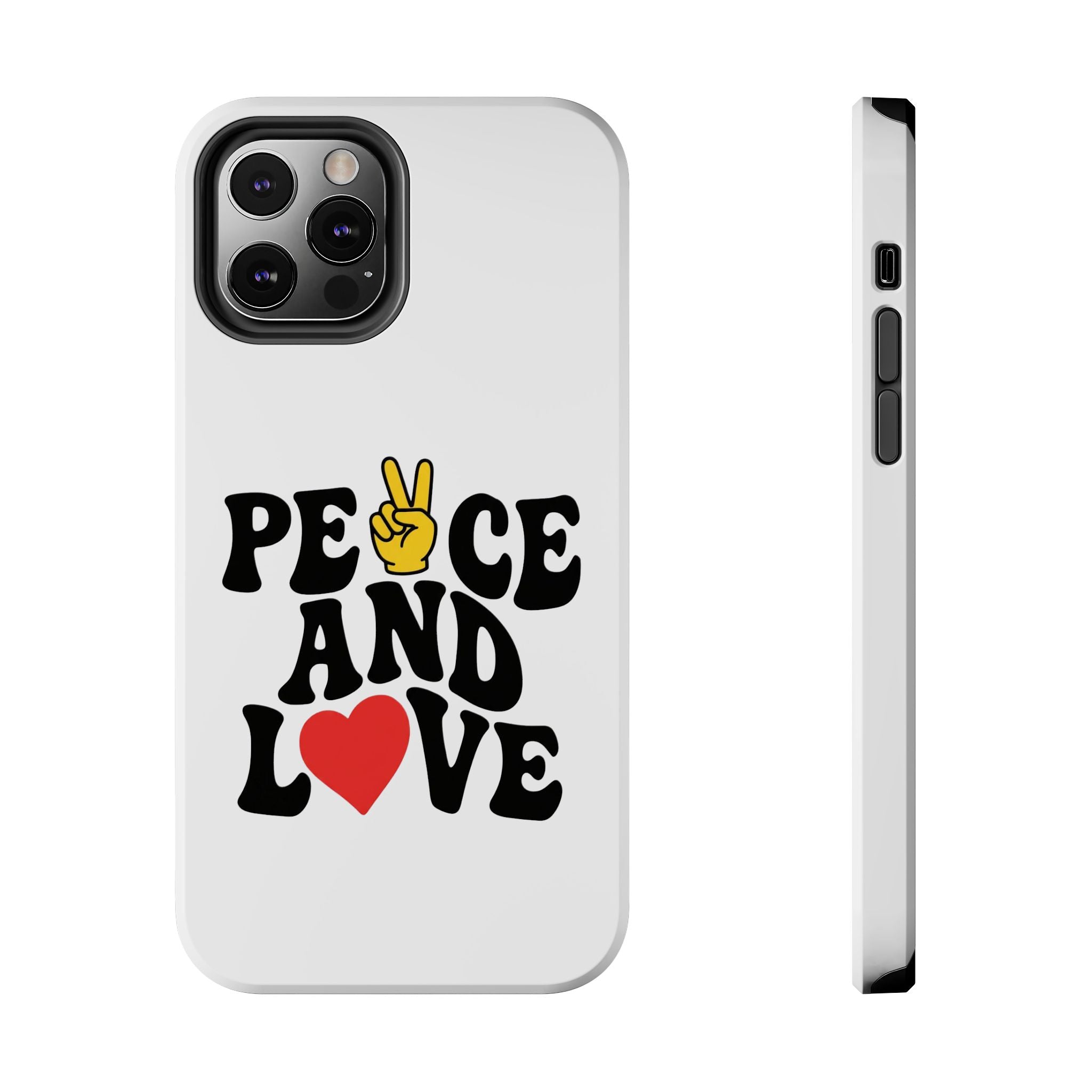 Peace and Love Tough Phone Case — Retro Peace Sign & Heart Protective Cover