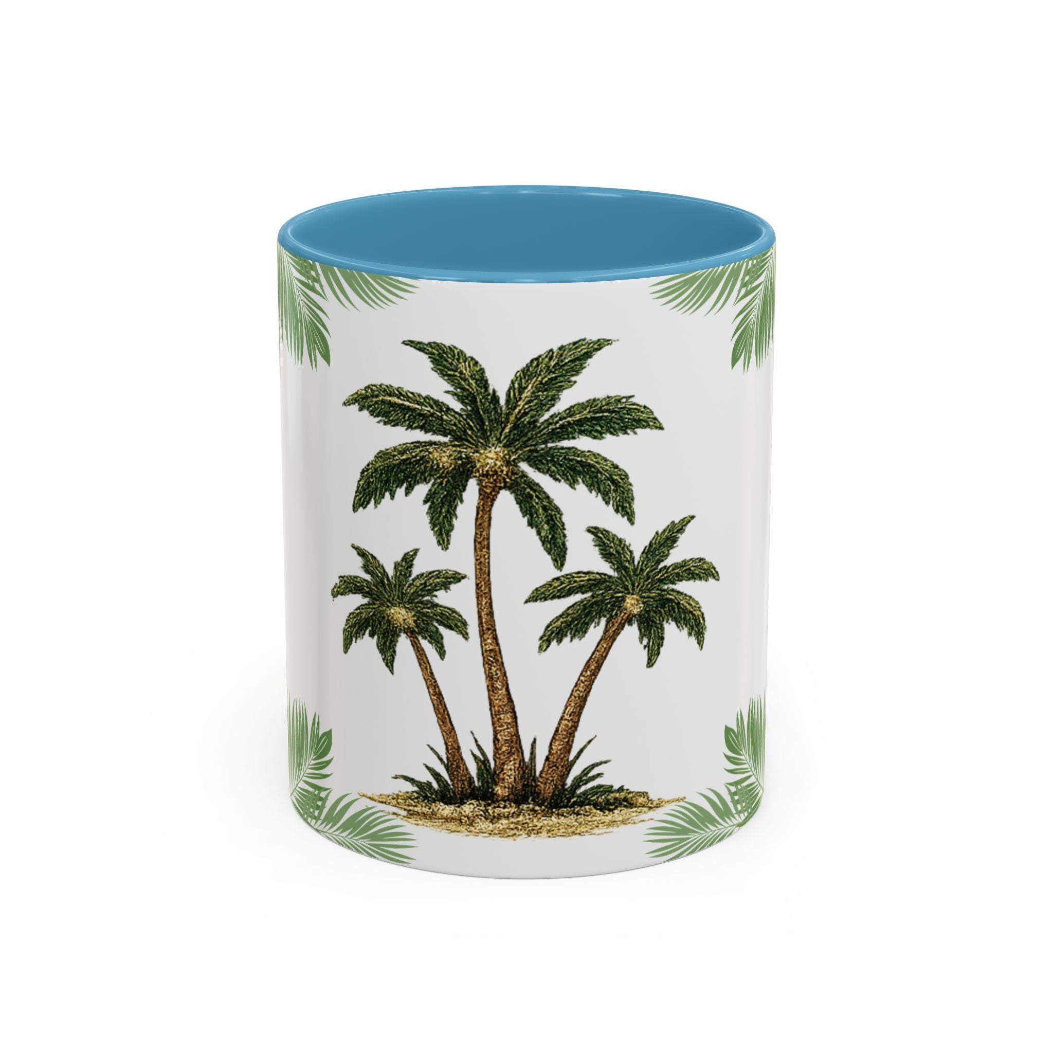 Tropical Palm Coffee Mug — Beachy Accent Mug with Palm Leaves (11oz)