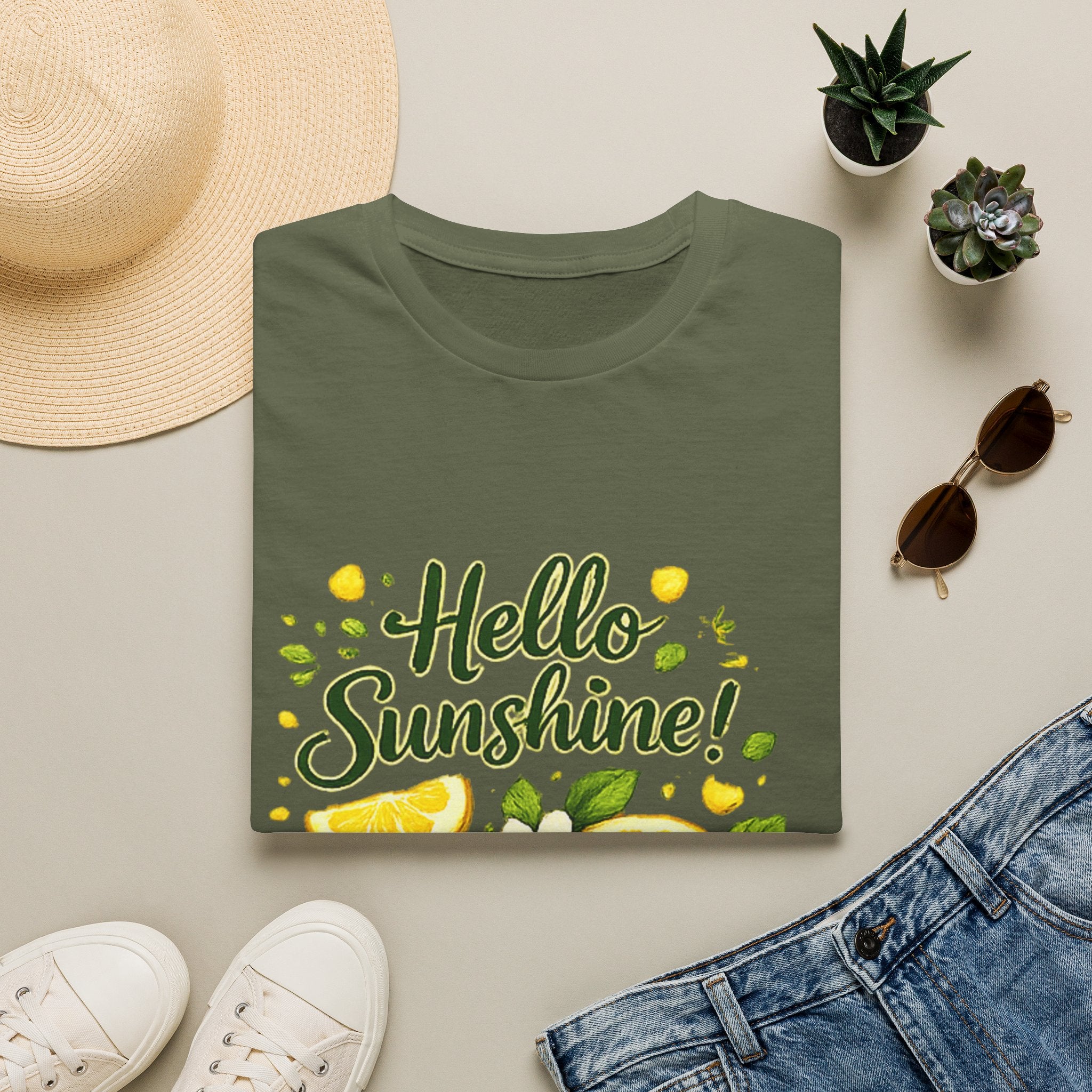 Hello Sunshine Uni Sex T-Shirt — Lemon Floral Summer Tee