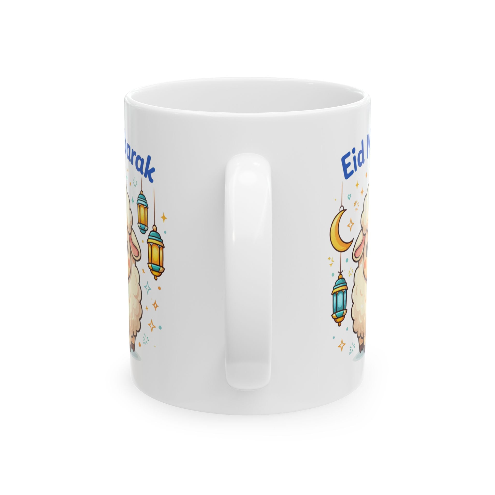 Eid Mubarak Ceramic Mug — Cute Lamb, Lanterns & Crescent Moon (11oz/15oz)