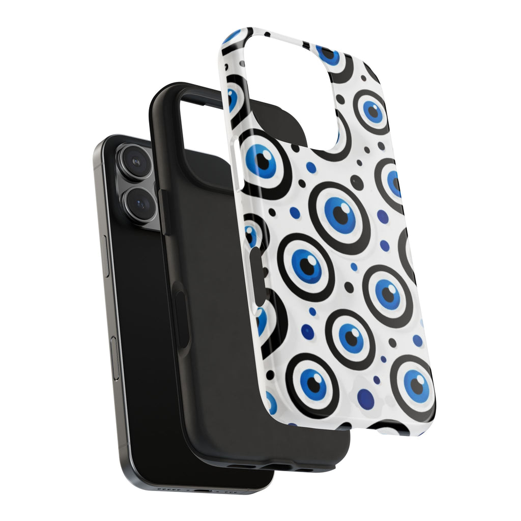 Blue Evil Eye Pattern Tough Phone Case — Protective Ceramic Nazar Design