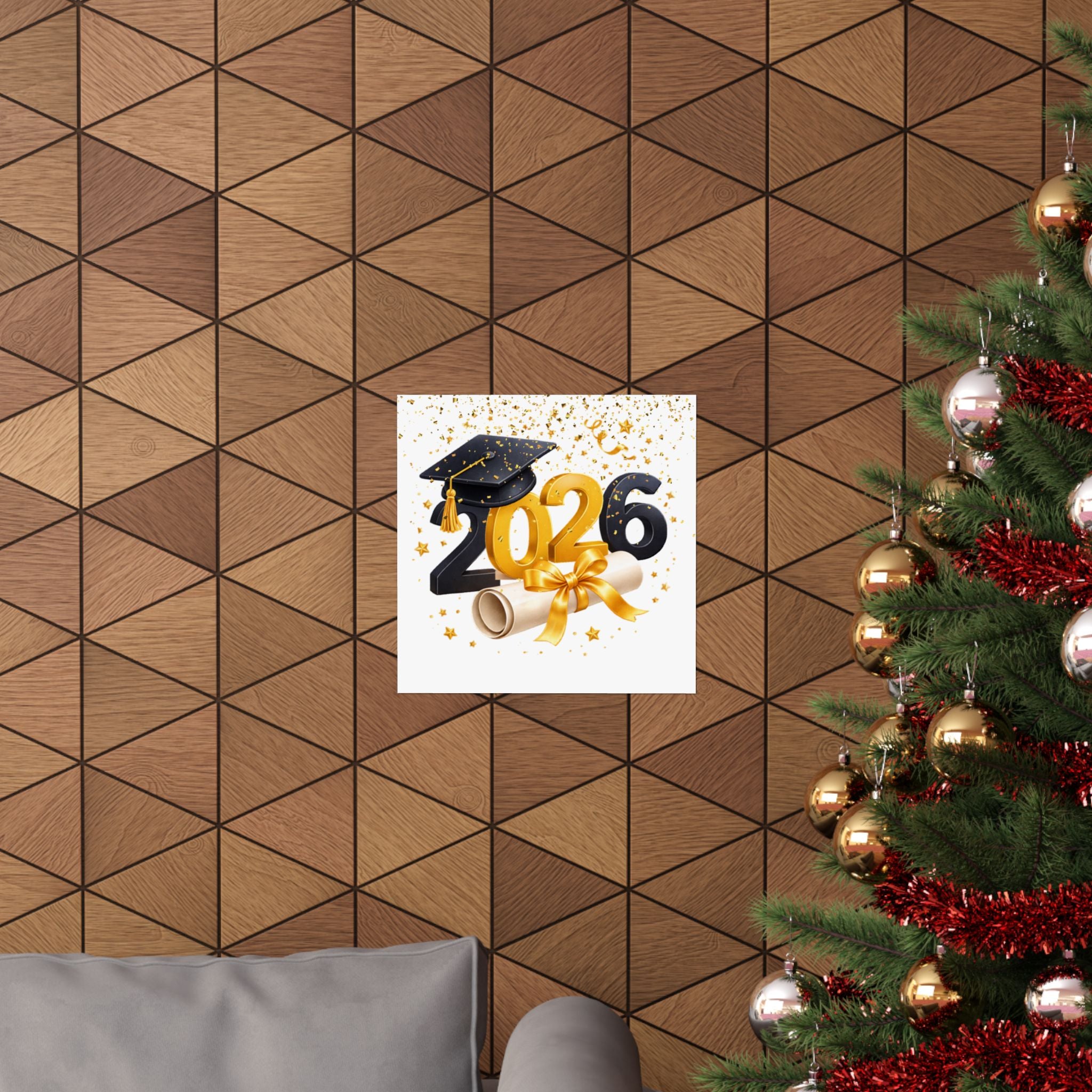 2026 Graduation Poster — Matte Vertical Graduation Wall Art with Cap & Diploma