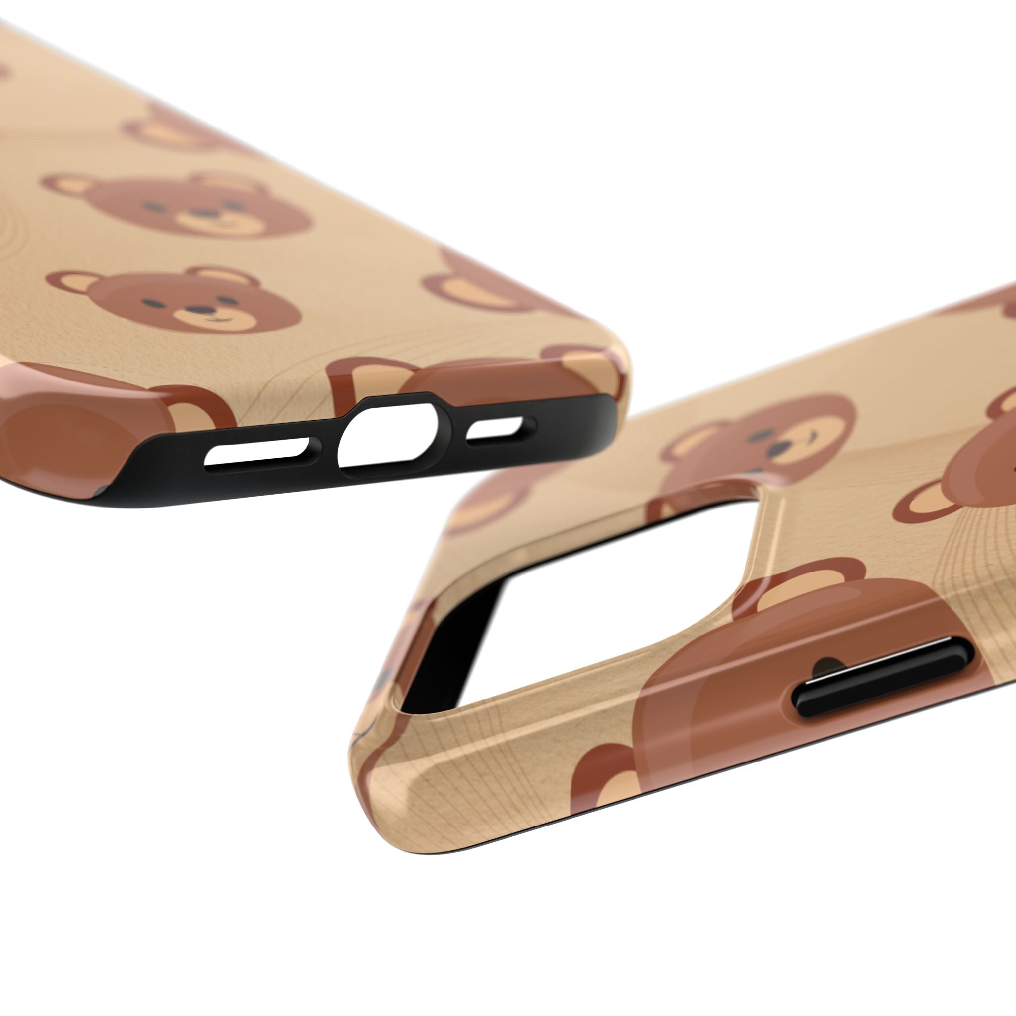 Bear Pattern Tough Phone Case — Cute Brown Bear Protective Phone Cover
