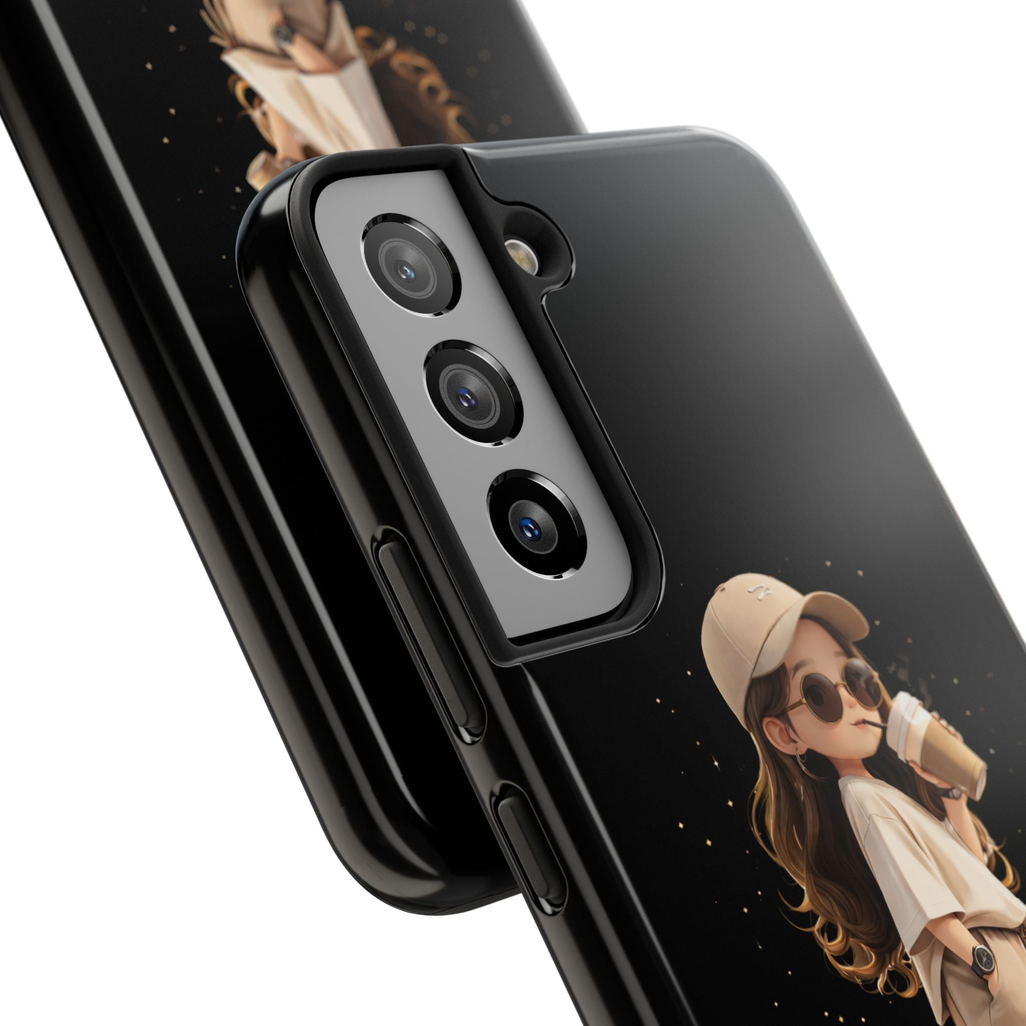 Phone Case — 'Running on Coffee' Cute Coffee Girl Protective Case