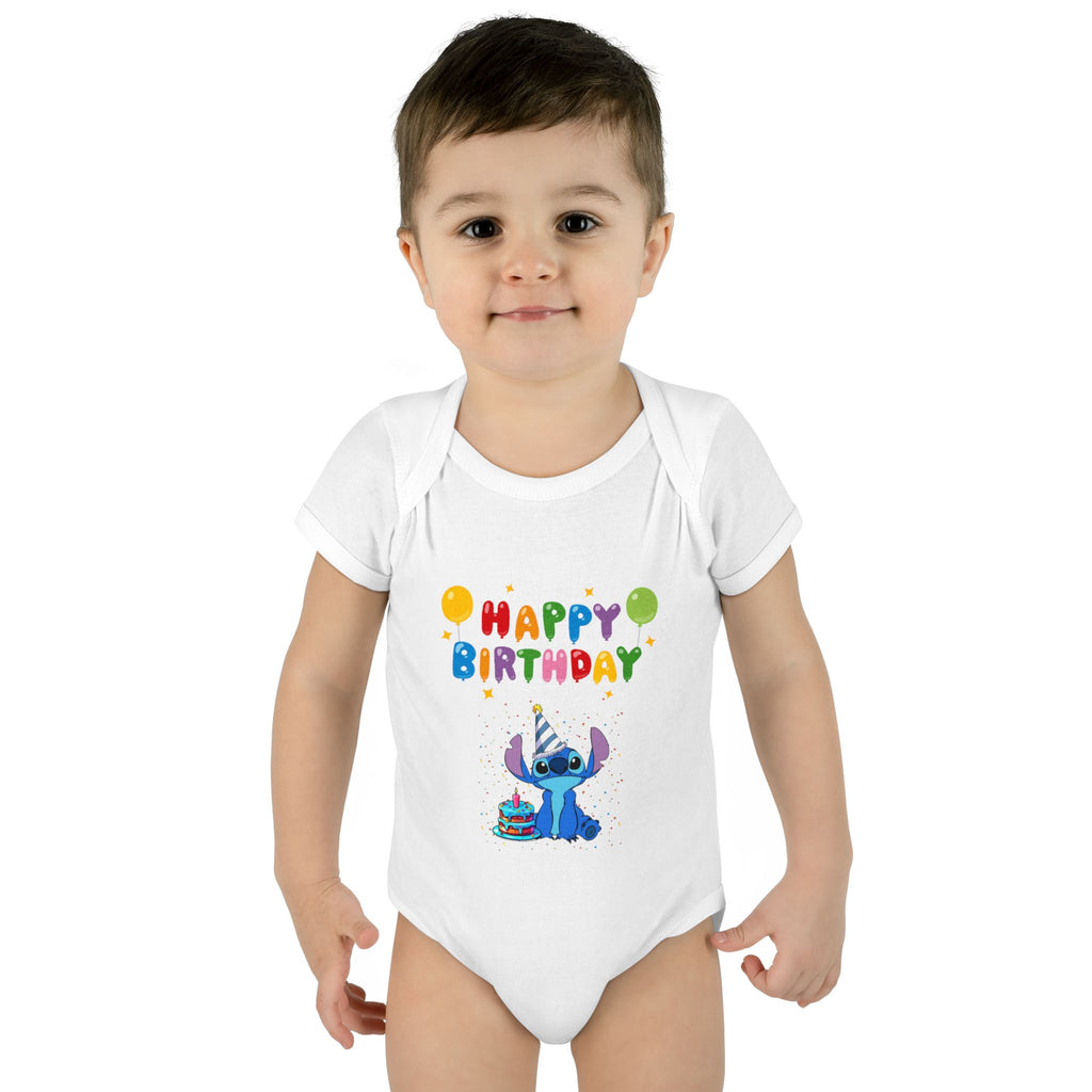 Stiche birthday Infant Baby Rib Bodysuit