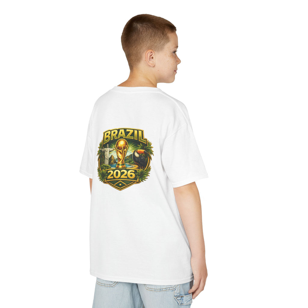 Brazil  Kids Tee — Brazil Map & 2026 Cup Badge