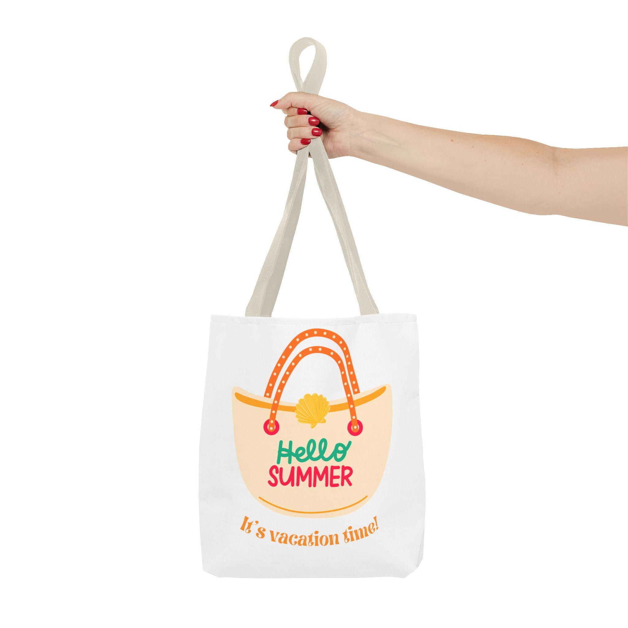 Hello Summer Tote Bag — "It's Vacation Time!" Beach Canvas Tote