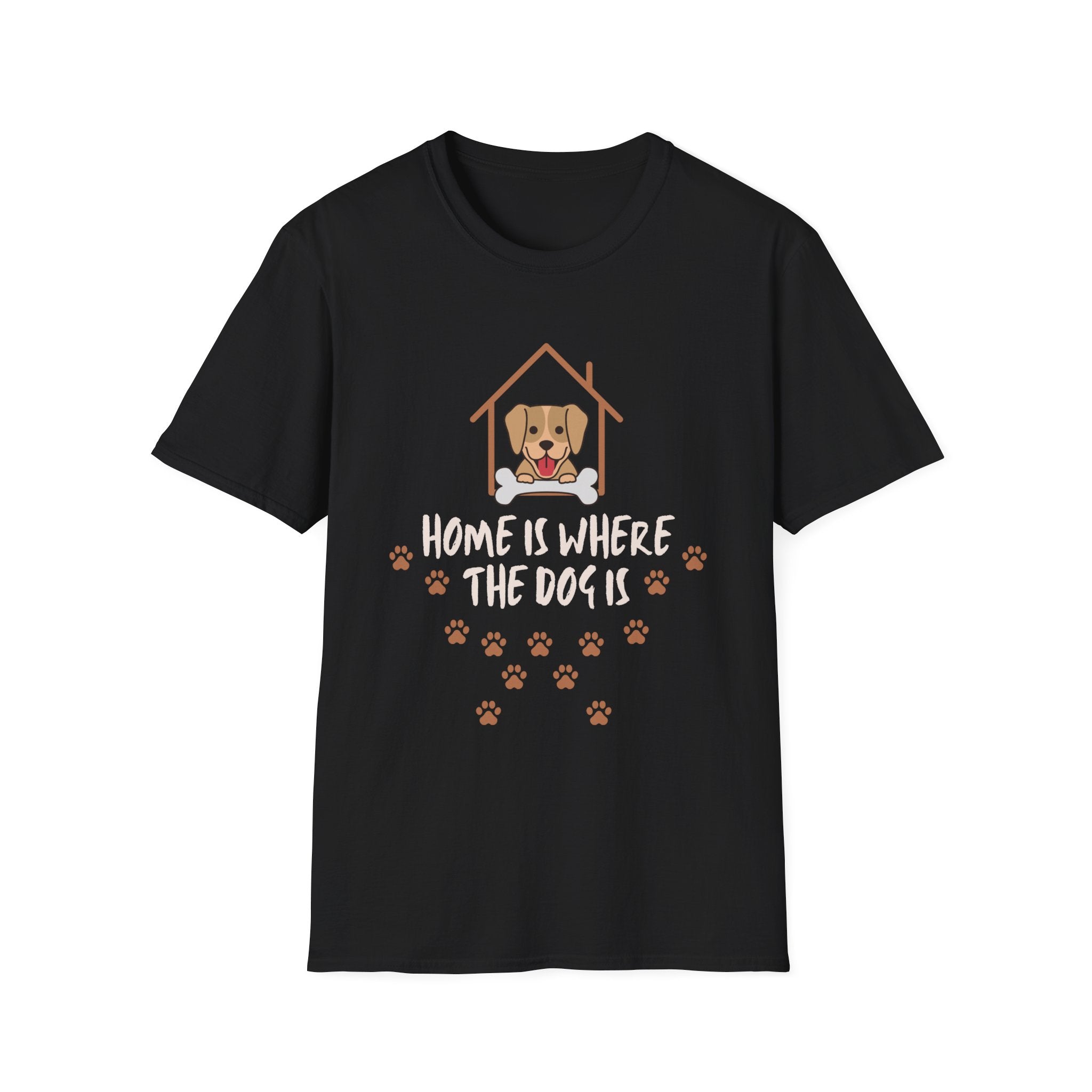 Dog Lover T-Shirt — "Home Is Where The Dog Is" Paw Print Tee