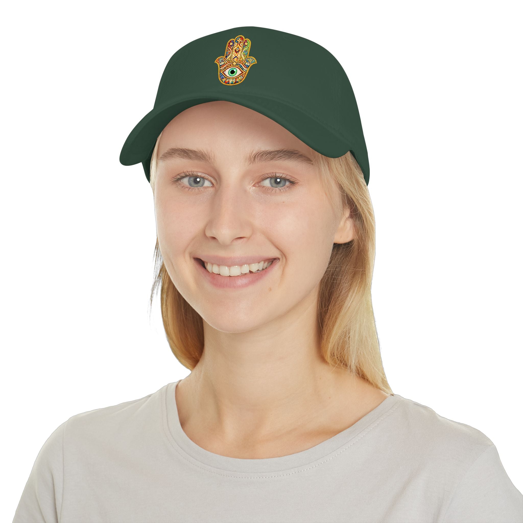 Hamsa Hand Embroidered Baseball Cap – Protective Eye Low Profile Hat