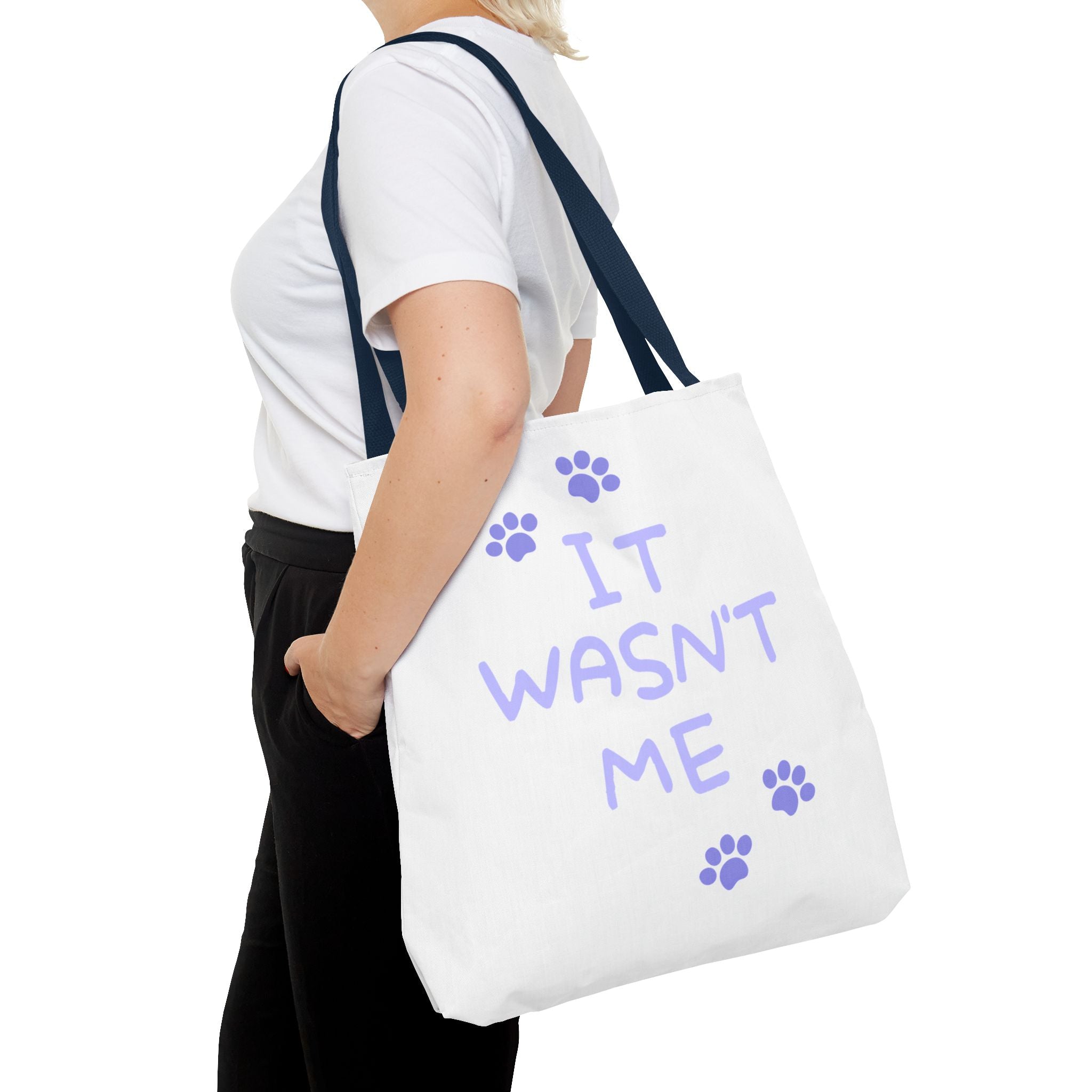 Cat Paw Print Tote — "It Wasn't Me" Funny Cat Tote Bag