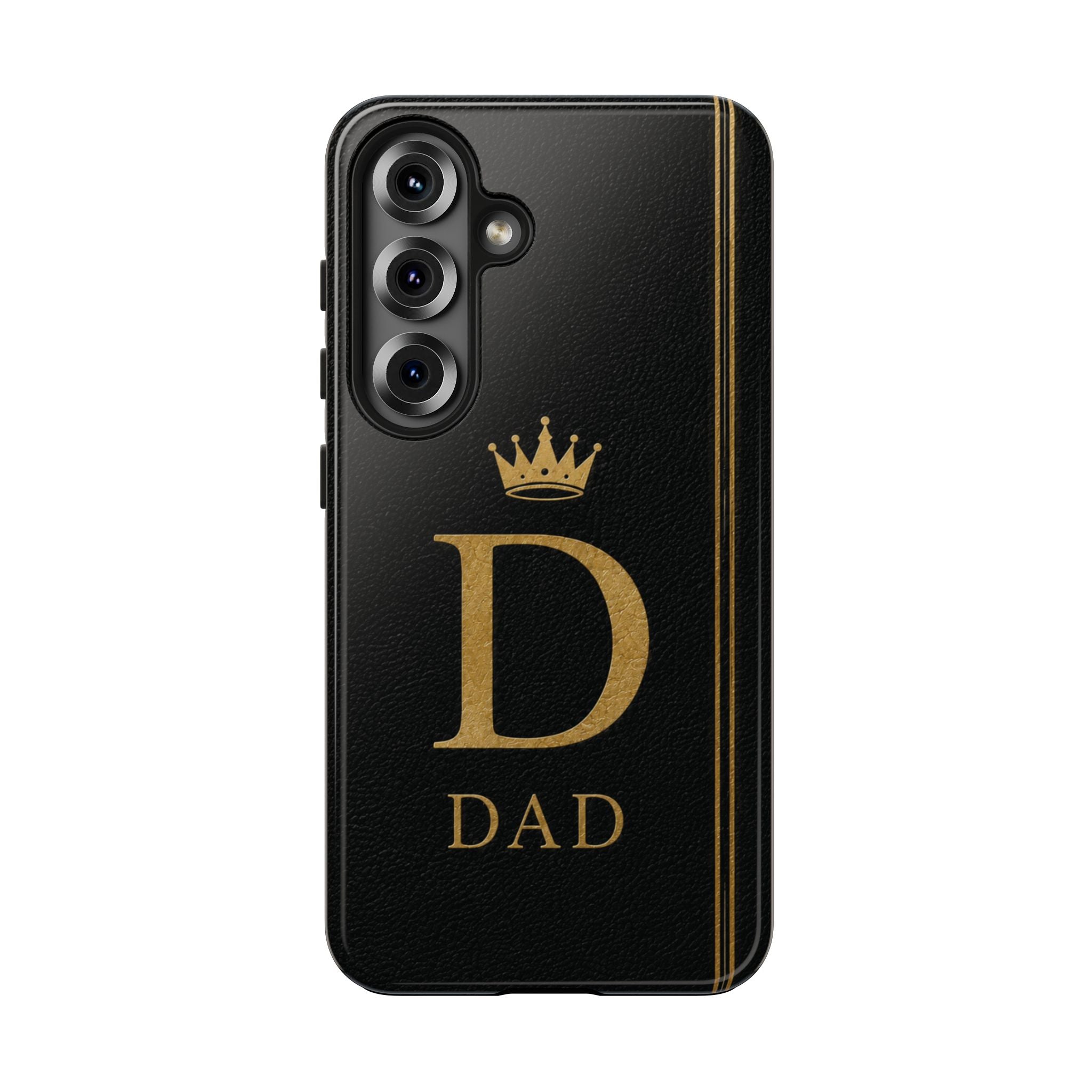 Dad Monogram Tough Phone Case — Black Gold Crown Initial