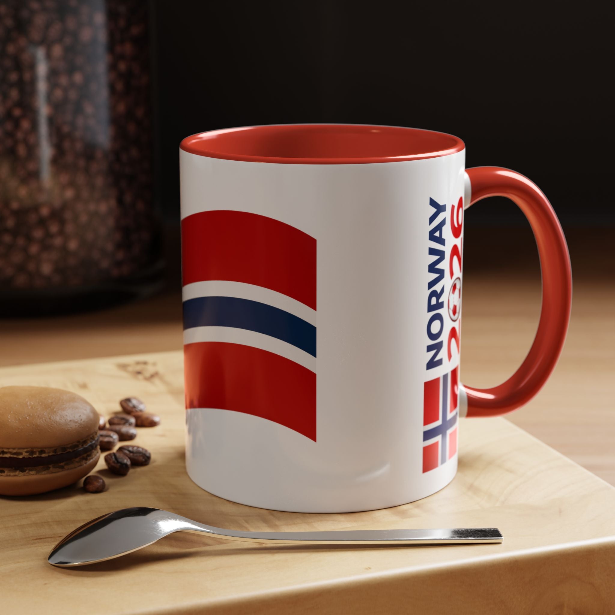 Norway Flag Accent Coffee Mug – Norway 2026 Soccer Fan Ceramic Mug (11/15oz)