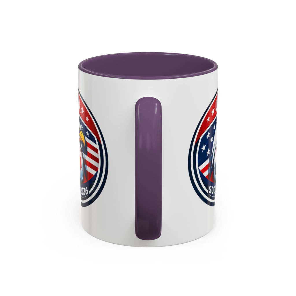 USA Soccer 2026 Accent Coffee Mug — Eagle & Flag Soccer Team Fan Gift (11/15oz)