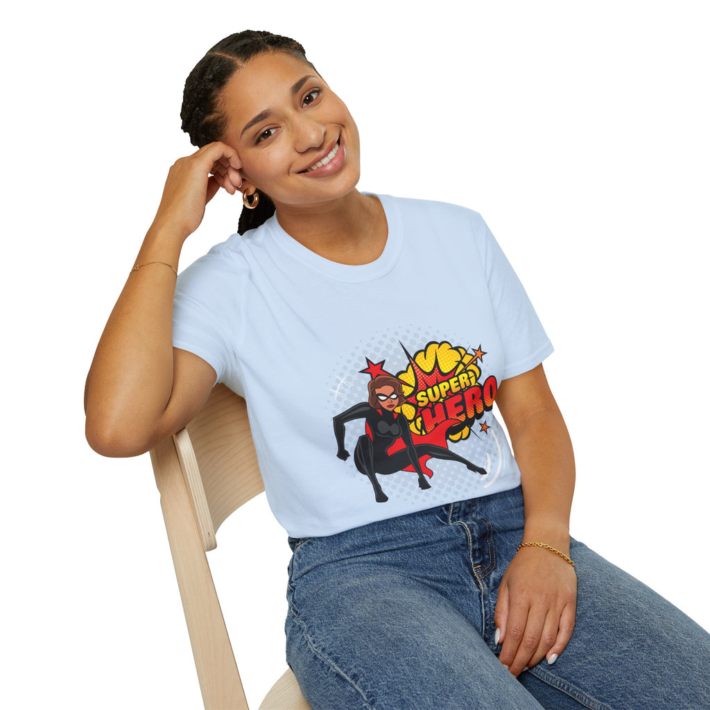 Super Hero Graphic T-Shirt — Retro Comic Girl Design