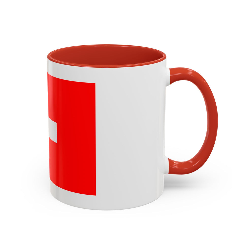 Switzerland Flag Accent Coffee Mug — Red White Swiss Cross Ceramic Mug (11/15oz)