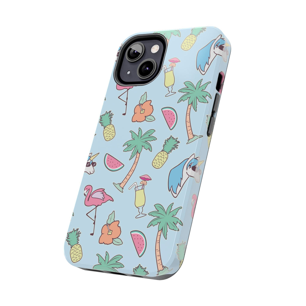 Tropical Summer Tough Phone Case — Pineapple, Flamingo & Palm Pattern