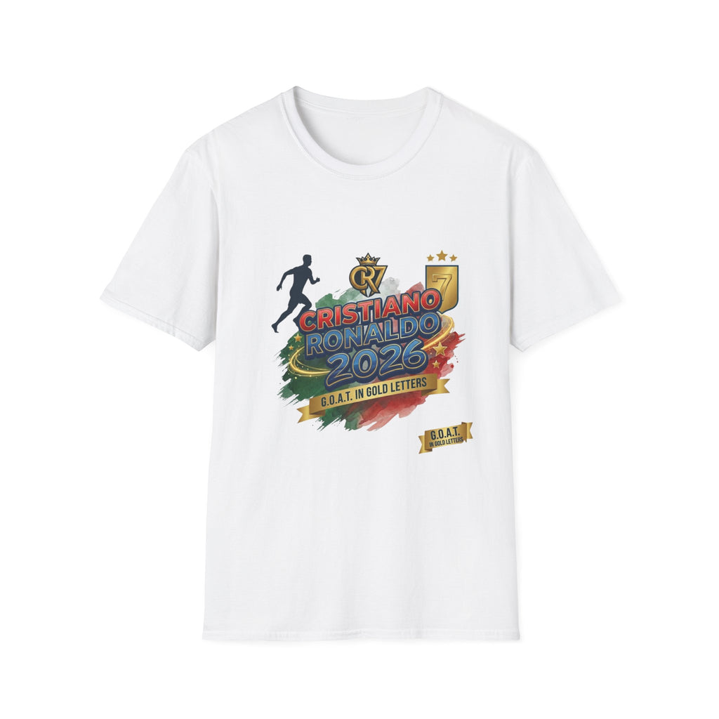 Cristiano Ronaldo 2025 Soccer Fan T-Shirt — Bold Gold Lettering Graphic Tee