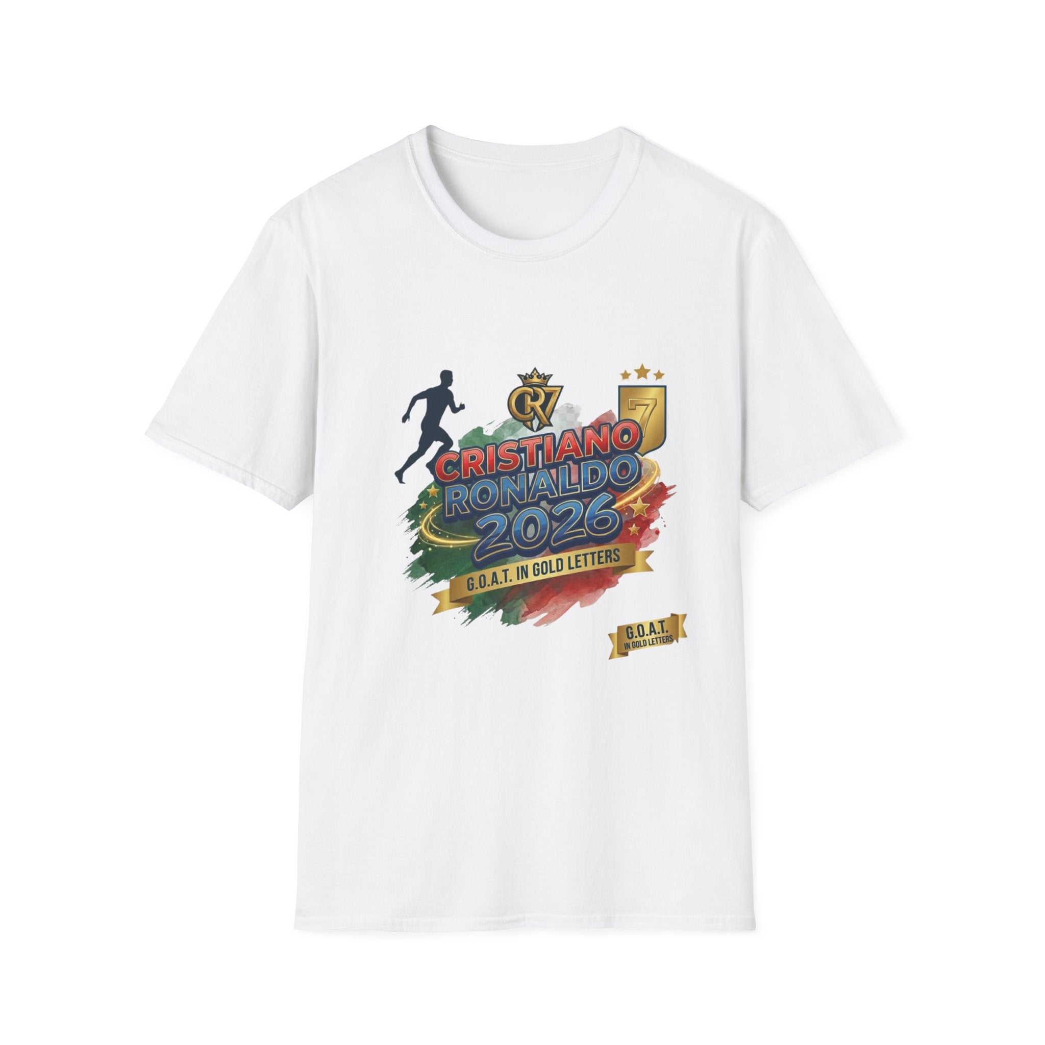 Cristiano Ronaldo 2025 Soccer Fan T-Shirt — Bold Gold Lettering Graphic Tee