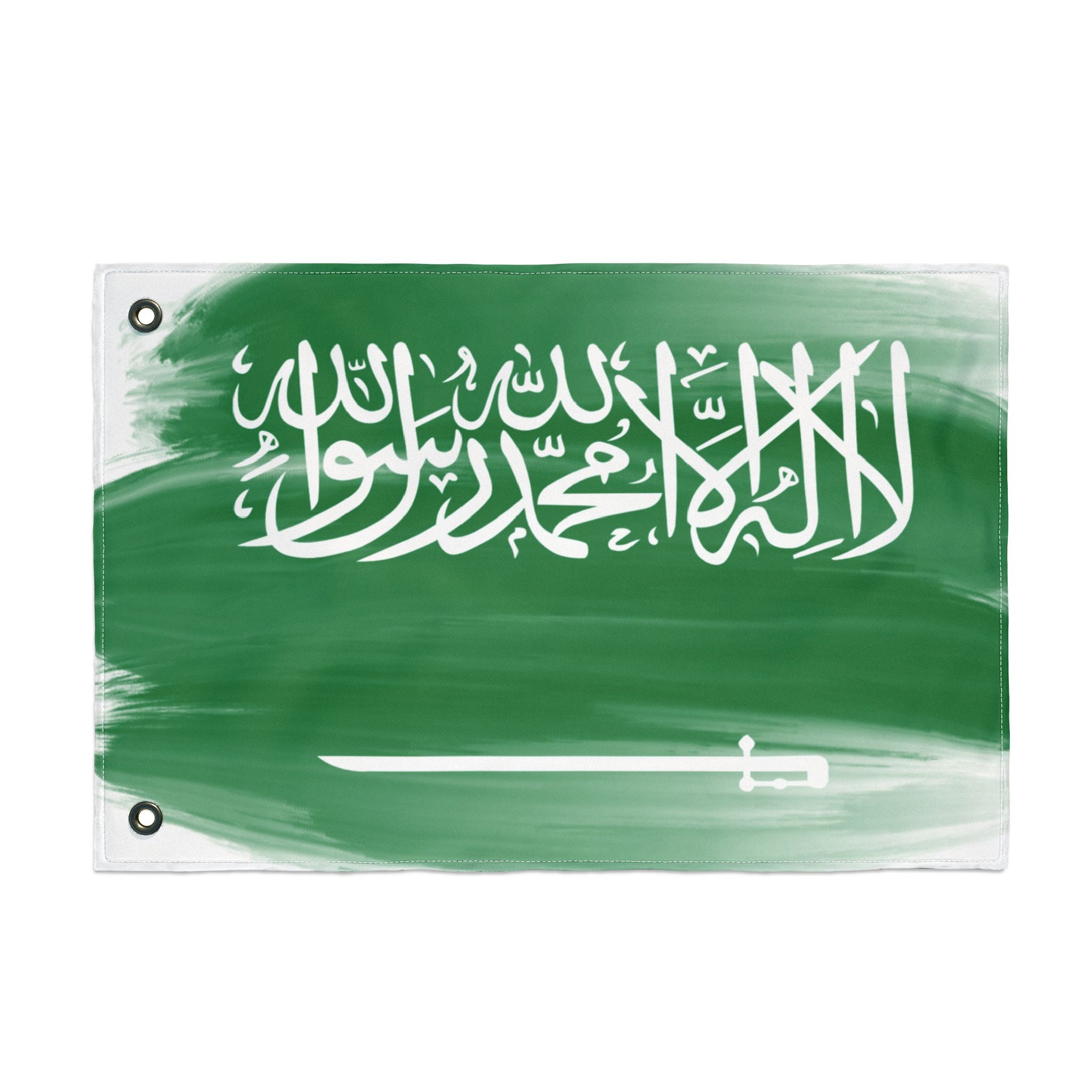 Saudi Arabia Green Brushstroke Double-Sided Flag