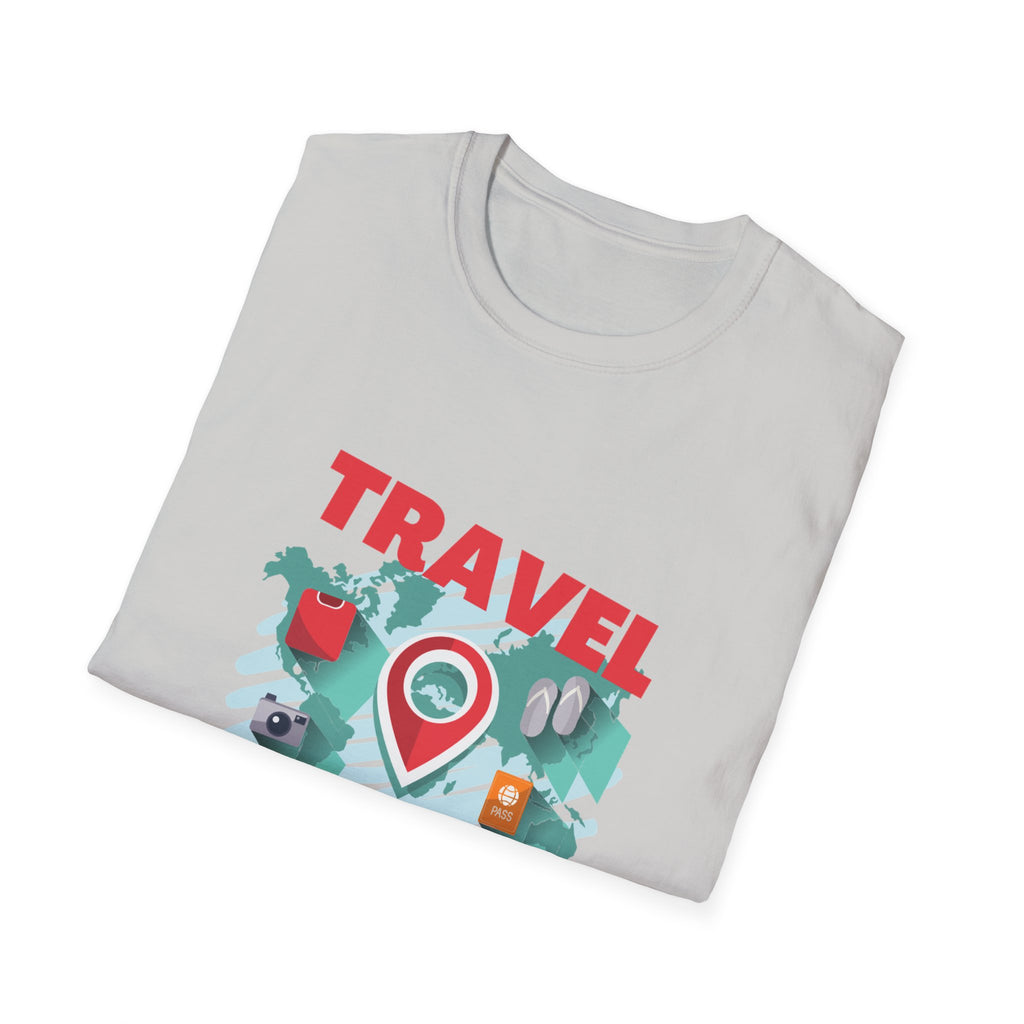 Travel Is My Therapy T-Shirt — Wanderlust Map Tee for Travelers & Adventure Lovers