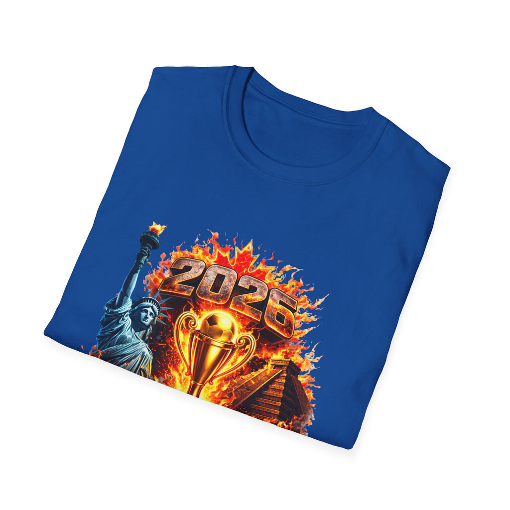2026 North America Soccer Cup T-Shirt — Trophy, Statue of Liberty & Flags Graphic