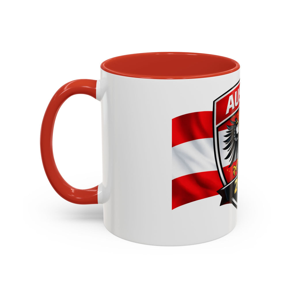 Austria 2026 Cup Coffee Mug – Austrian Flag & Trophy Accent Mug