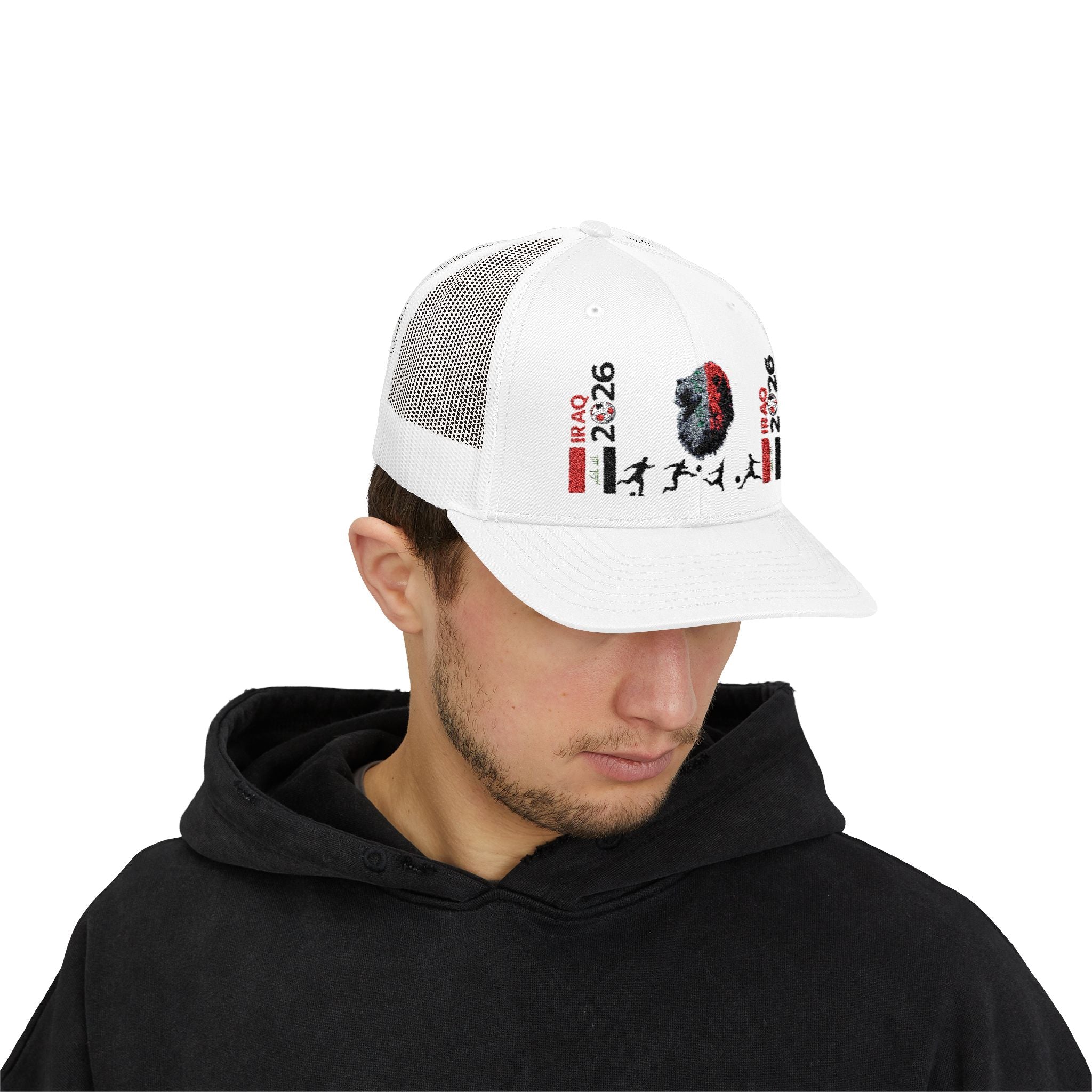 Iraq 2026 Trucker Cap — Iraqi Flag Helmet Graphic Snapback