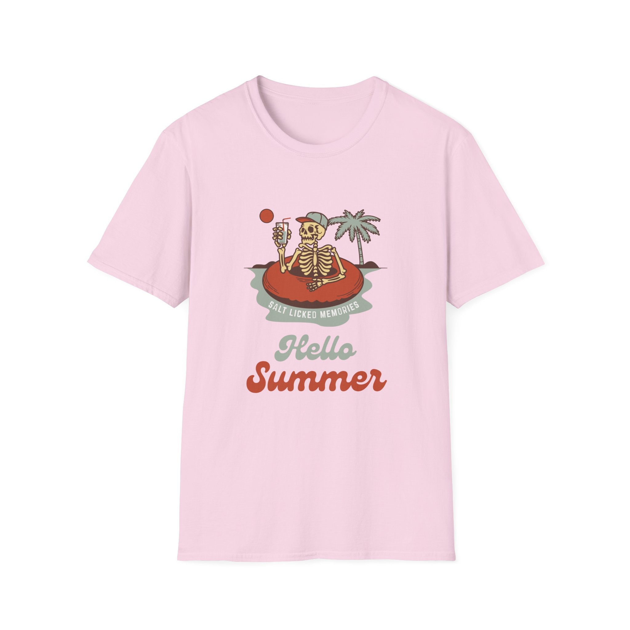 Hello Summer Skeleton T-Shirt — Retro Beach Vacation Tee