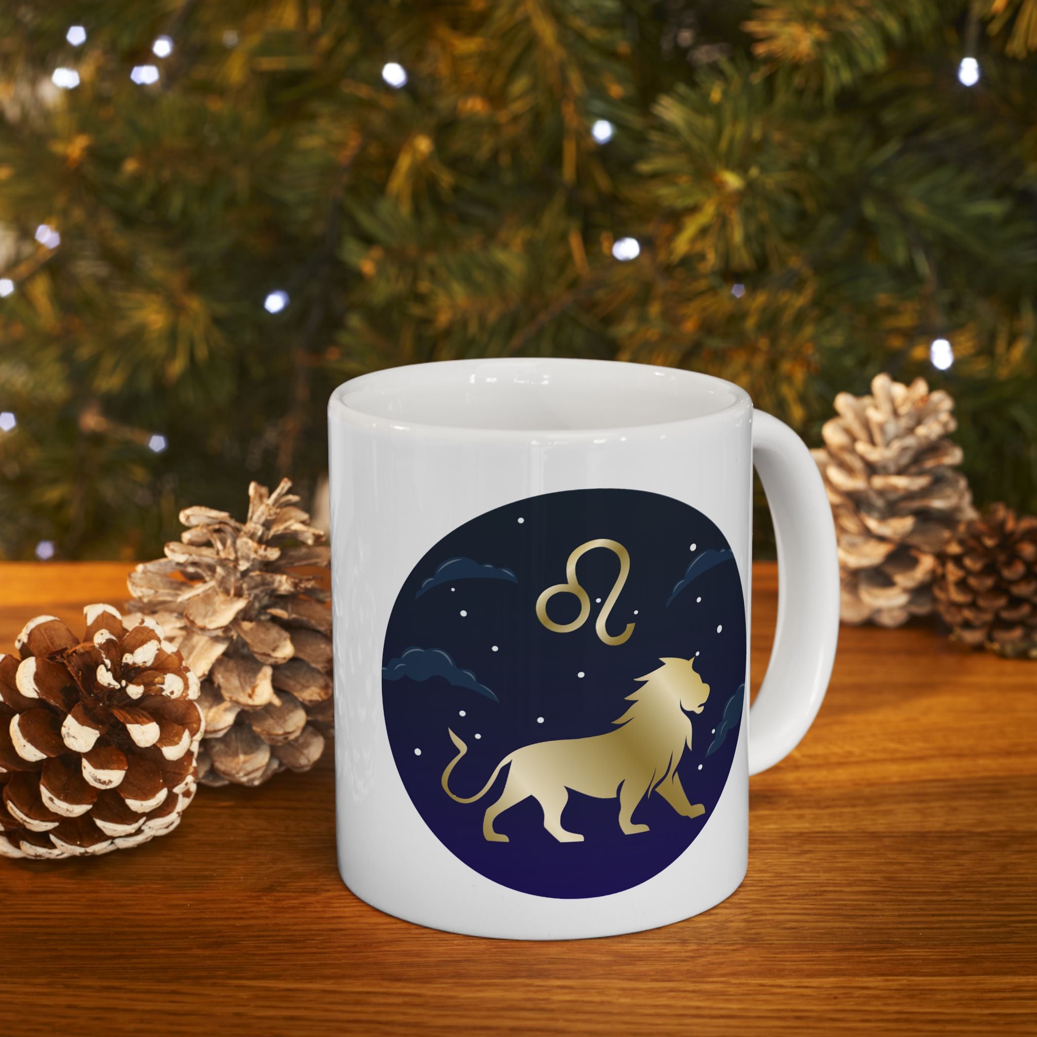 LEO Zodiac Leo Constellation Ceramic Mug — Starry Night Astrology Coffee Cup (11oz/15oz)