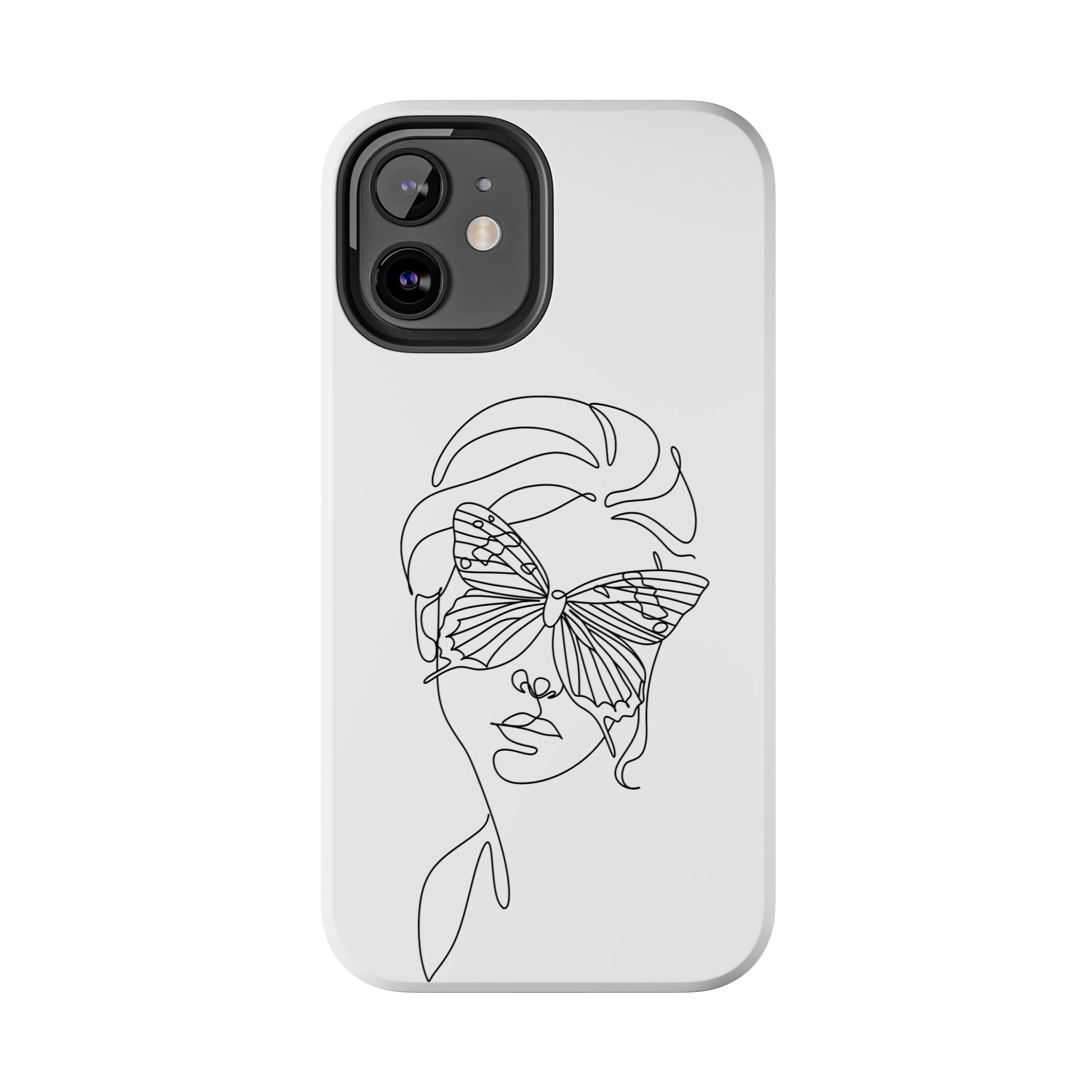 Butterfly Line Art Tough Phone Case — Minimalist Woman Face Design