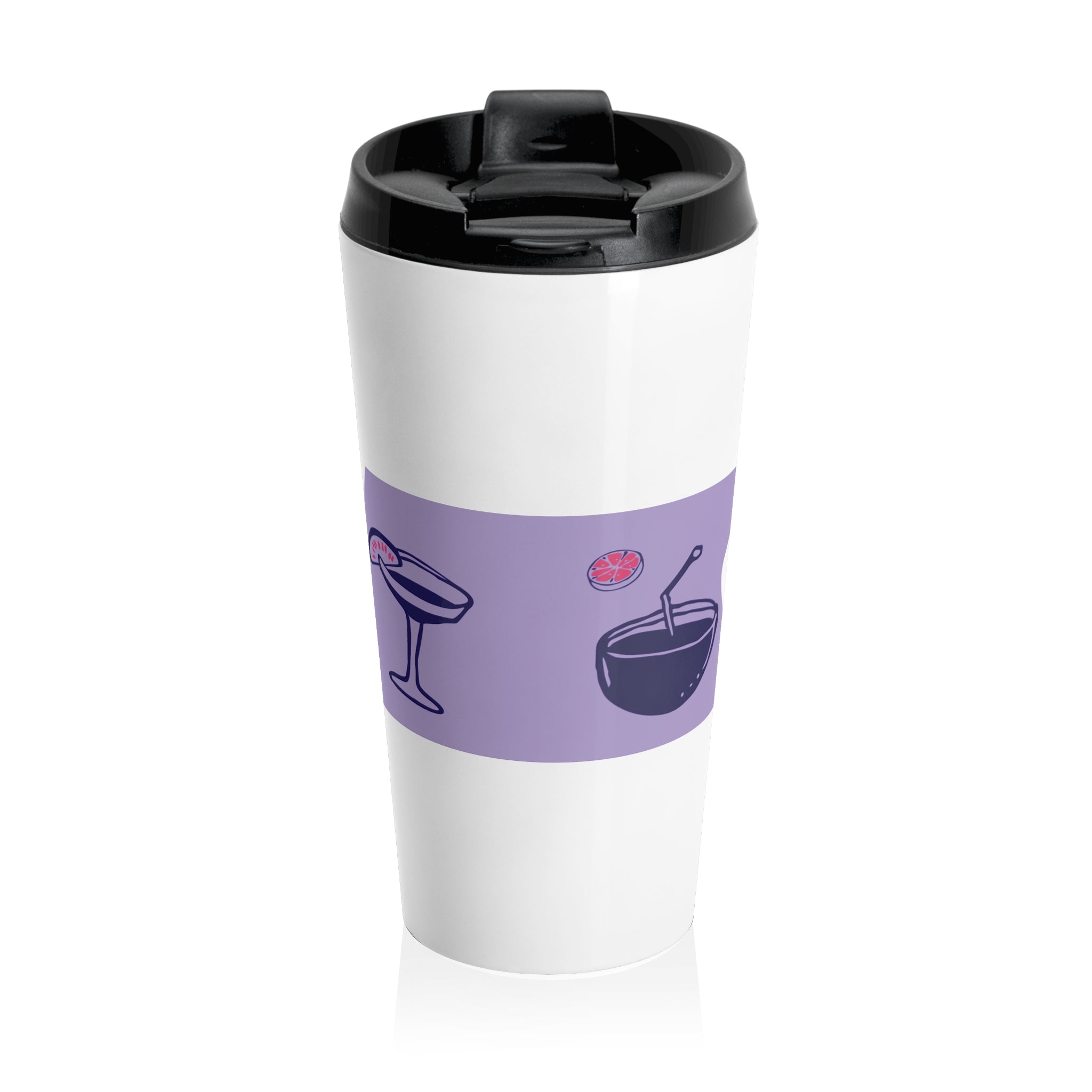 Stainless Steel Travel Mug — 'Time to Drink' Cocktail & Beverage Graphic Tumbler