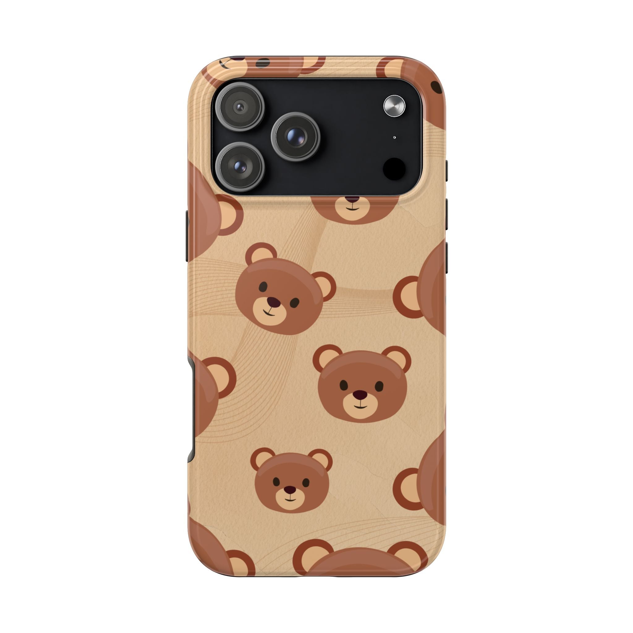 Bear Pattern Tough Phone Case — Cute Brown Bear Protective Phone Cover