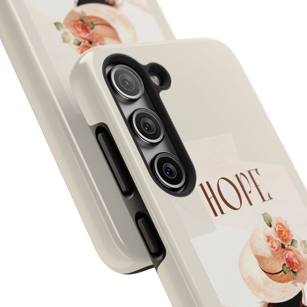 Hope Floral Tough Phone Case — Protective iPhone Case with Watercolor Girl & Flowers