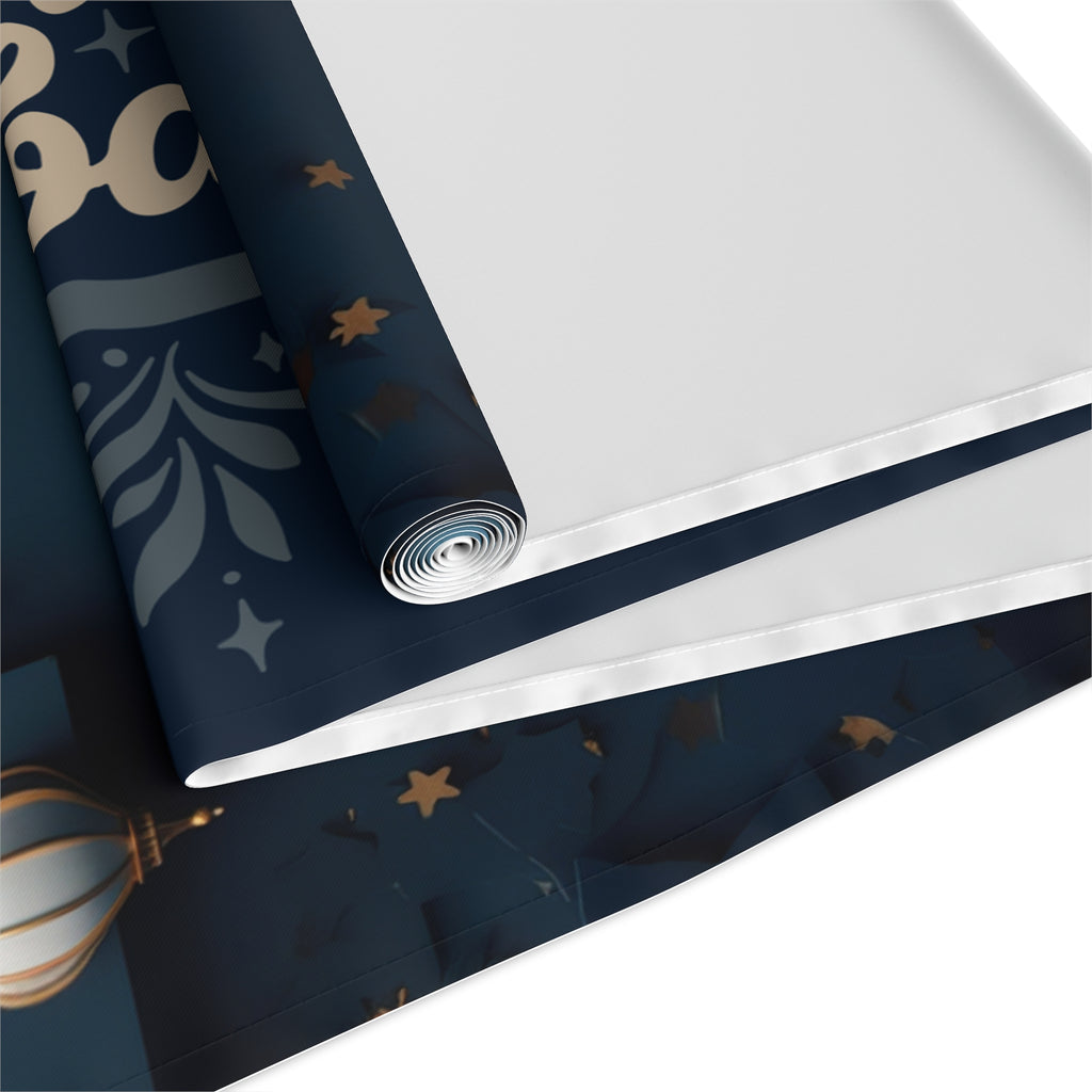 Eid Mubarak Table Runner — Elegant Gold Lantern Ramadan Decor