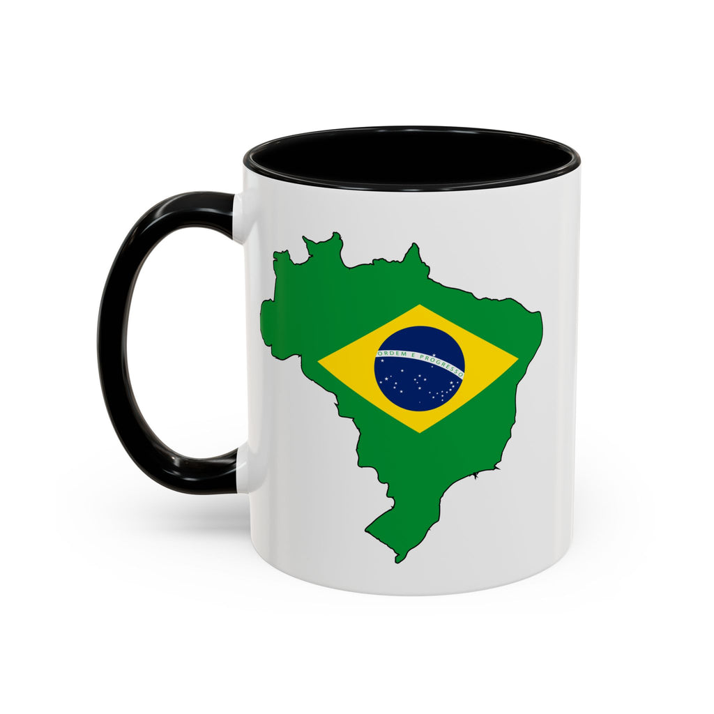 Brazil Map Coffee Mug — Brazilian Flag Accent 11/15oz