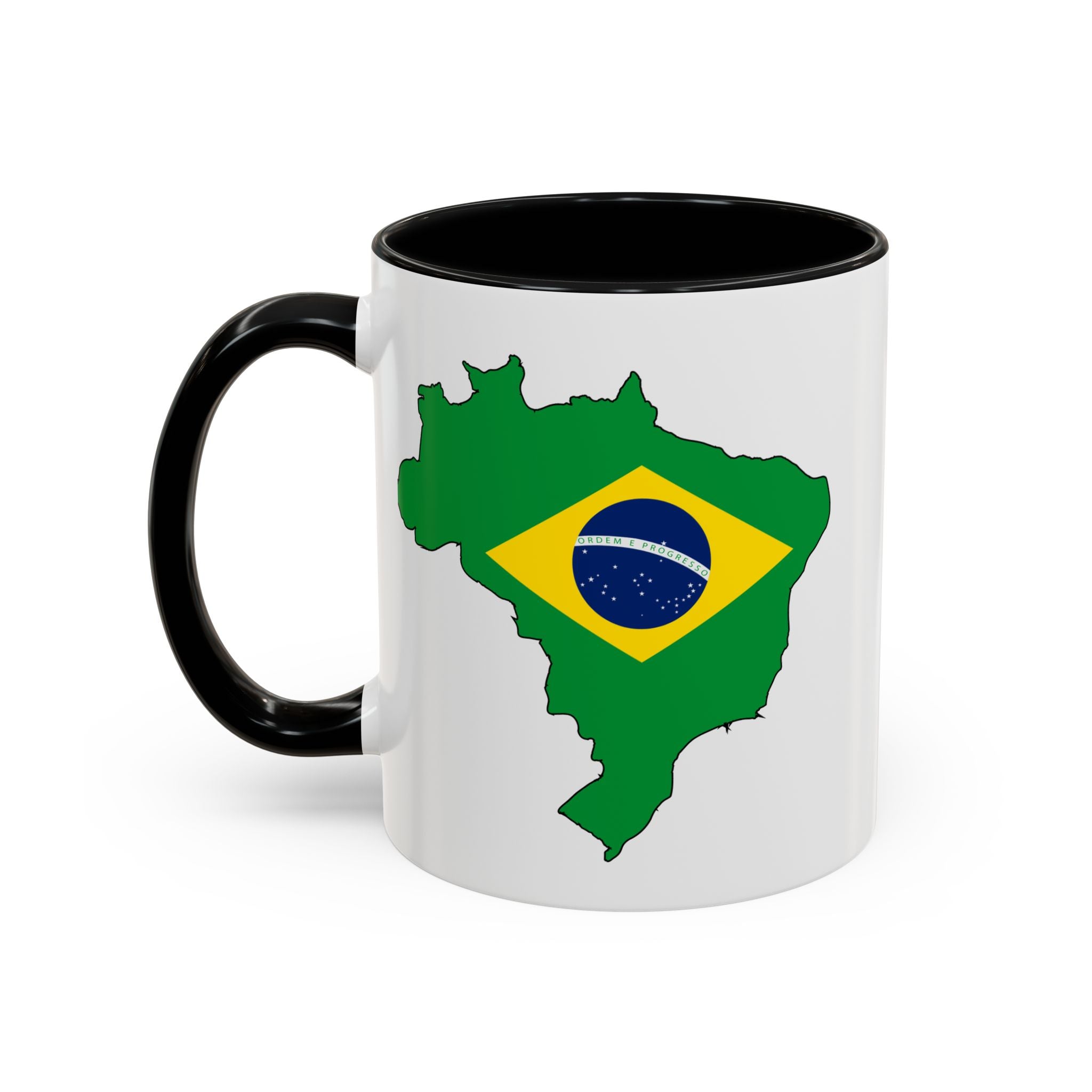Brazil Map Coffee Mug — Brazilian Flag Accent 11/15oz