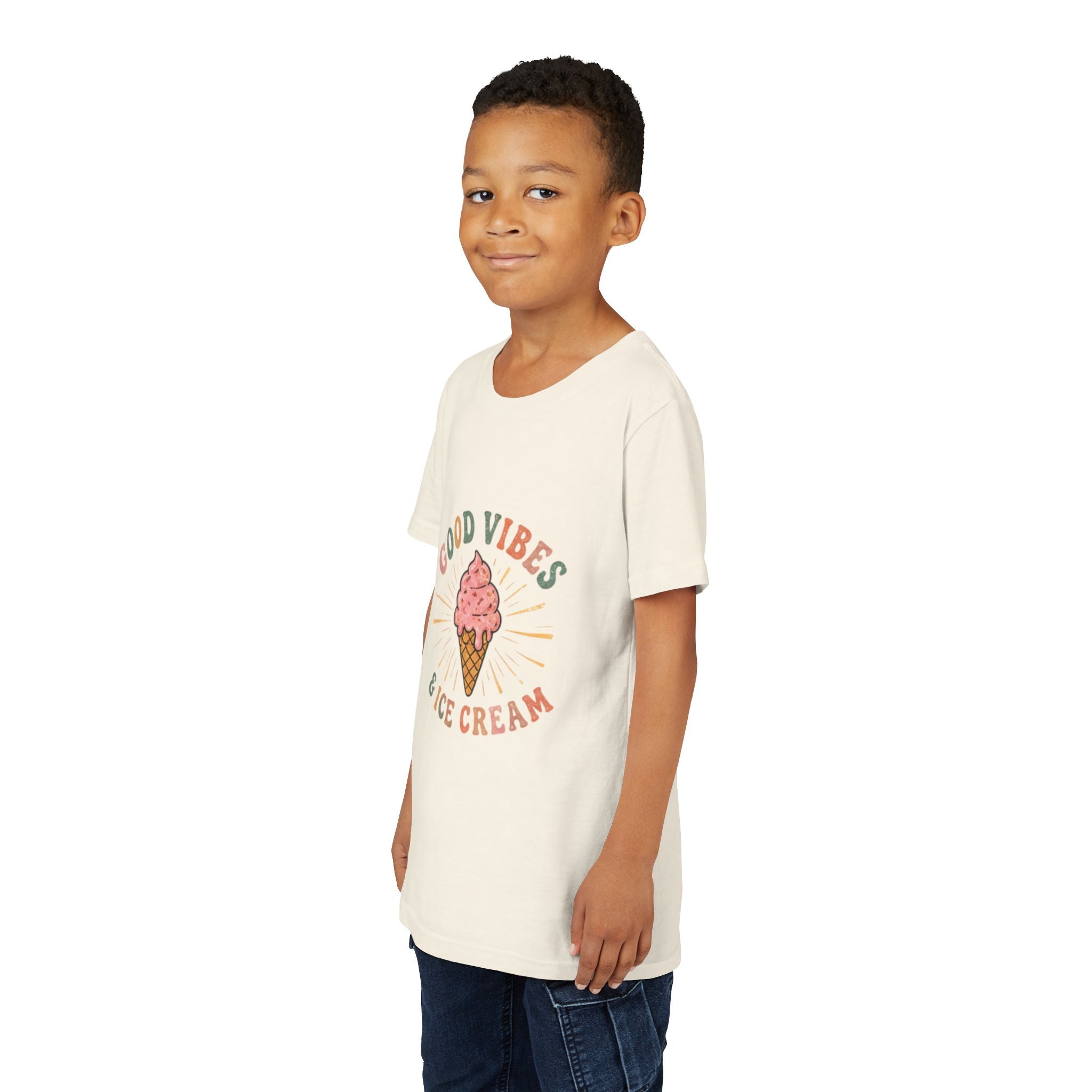 Youth Tee — "Good Vibes & Ice Cream" Cute Ice Cream Graphic Shirt