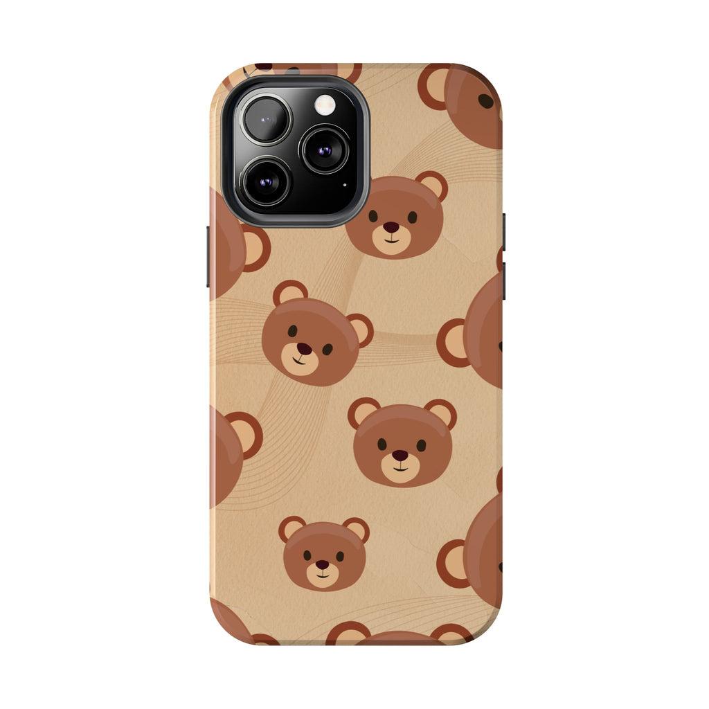 Bear Pattern Tough Phone Case — Cute Brown Bear Protective Phone Cover