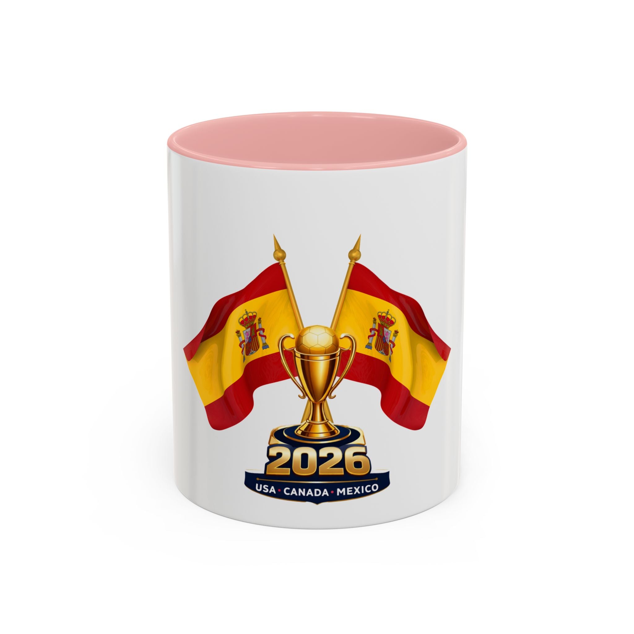 Spain 2026 Soccer Trophy Accent Coffee Mug — Spain Flag Football Fan Gift (11/15oz)