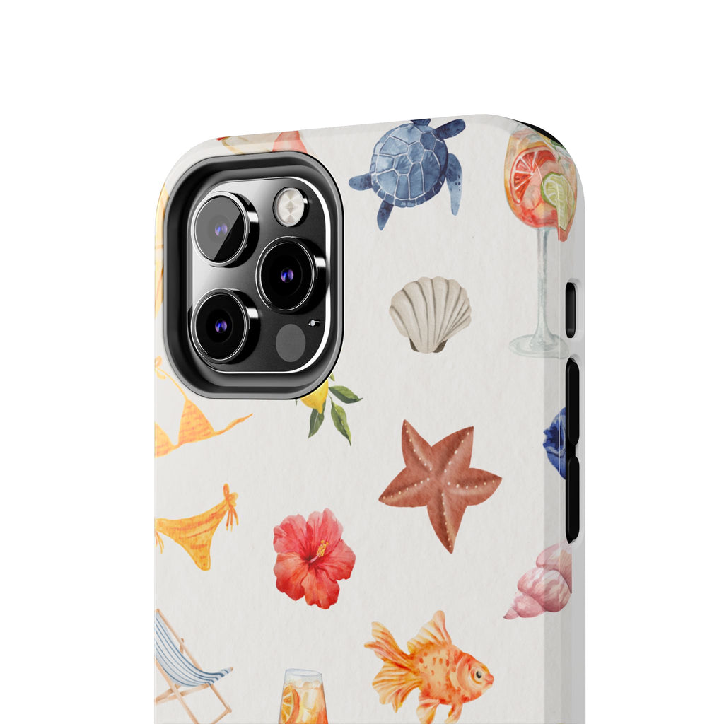Summer Seashells Pattern Tough Phone Case — Beach Vacation Phone Cover