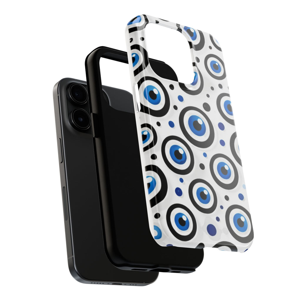 Blue Evil Eye Pattern Tough Phone Case — Protective Ceramic Nazar Design