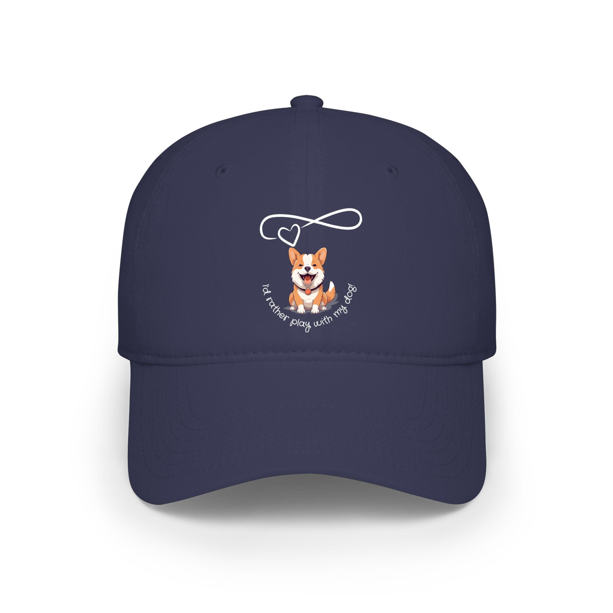 Corgi Pawprints Low Profile Baseball Cap — "My Rescue Dog Has My Heart" Red Cap