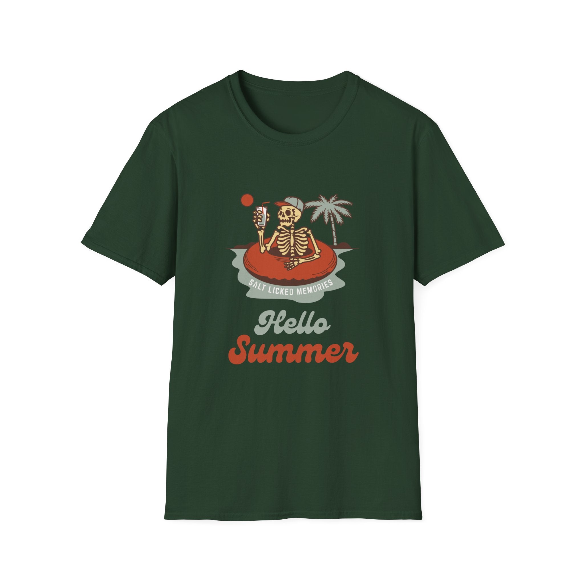 Hello Summer Skeleton T-Shirt — Retro Beach Vacation Tee