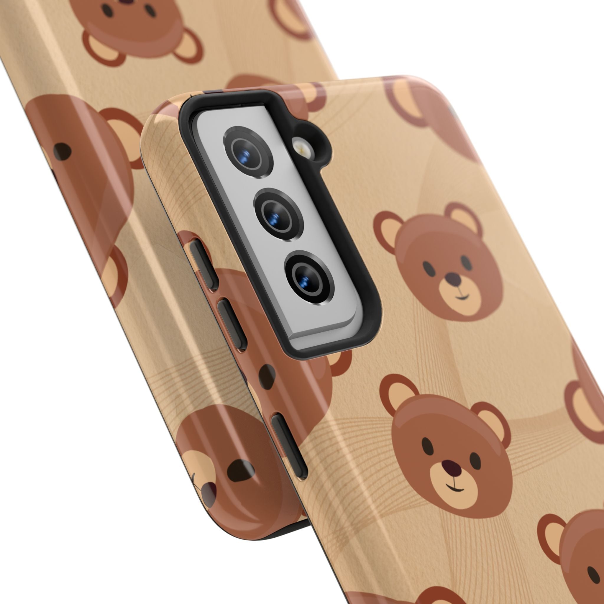 Bear Pattern Tough Phone Case — Cute Brown Bear Protective Phone Cover