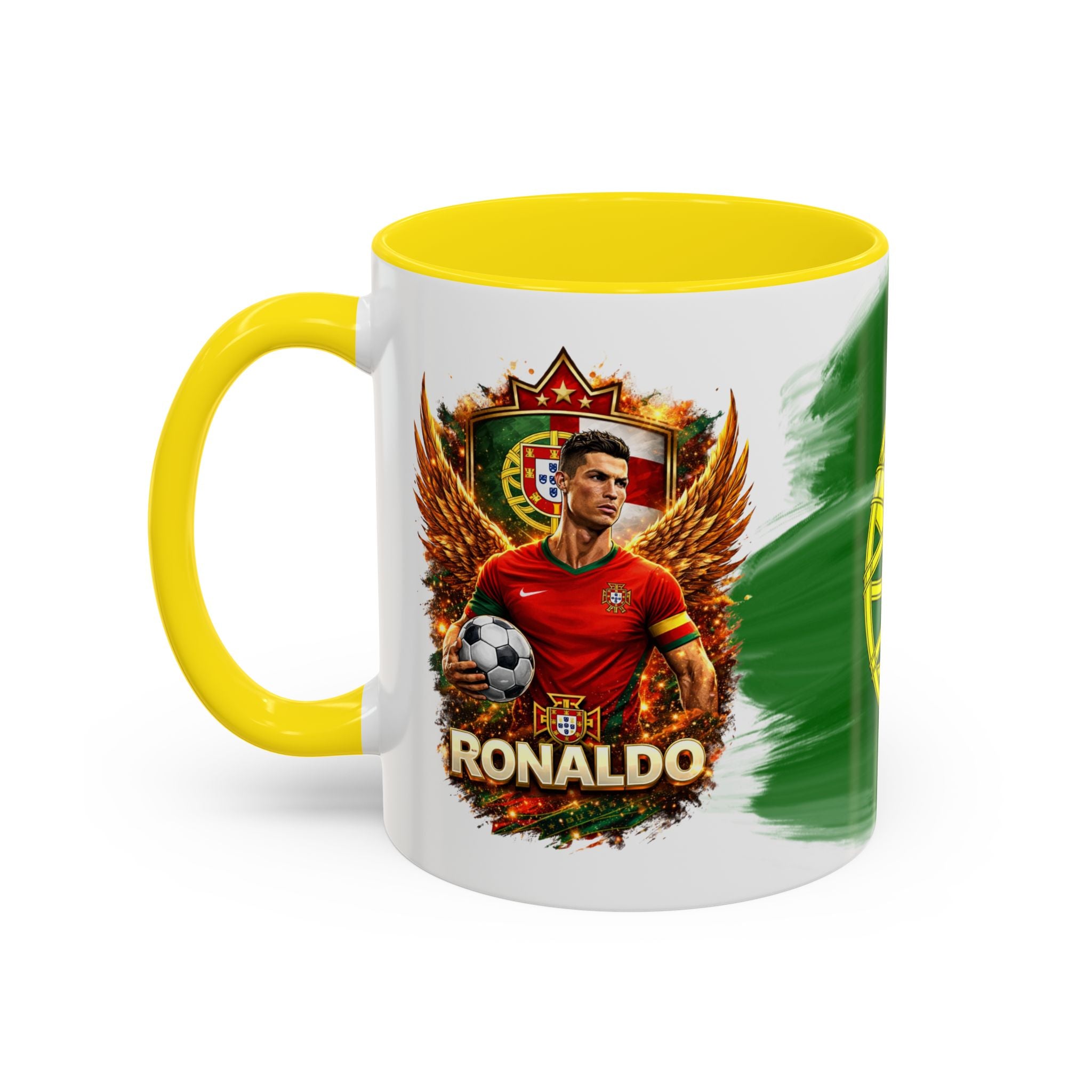 Portugal Flag Accent Coffee Mug — Painted Portuguese Crest Design (11/15oz)